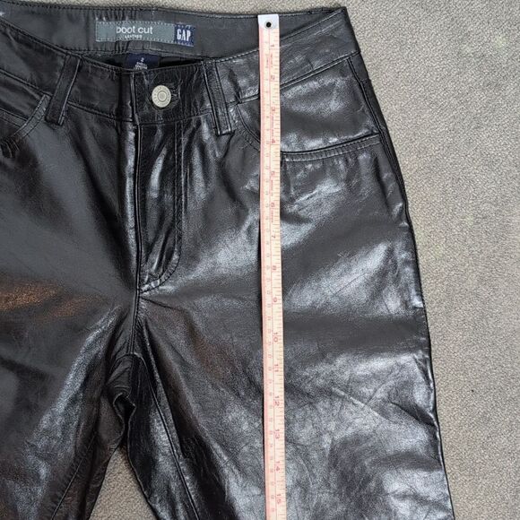 Vintage Gap Y2K Genuine Black Leather Boot Cut Pants size 2 NEW WITH TAGS - Picture 10 of 12